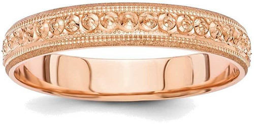 Image of 14K Rose Gold 3mm Design Etched Wedding Band Ring