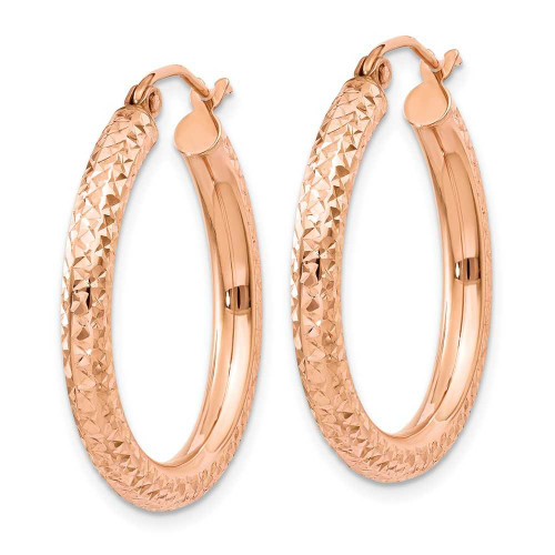 Image of 25mm 14k Rose Gold 3mm Shiny-Cut Hoop Earrings T1014