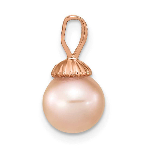 Image of 14K Rose Gold 8-9mm Round Pink Freshwater Cultured Pearl Pendant