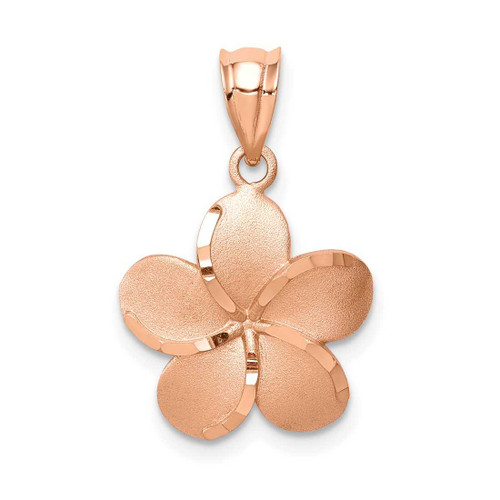 Image of 14K Rose Gold Brushed Shiny-Cut Plumeria Flower Pendant