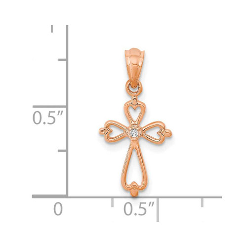 Image of 14K Rose Gold Diamond Accented Cross Pendant