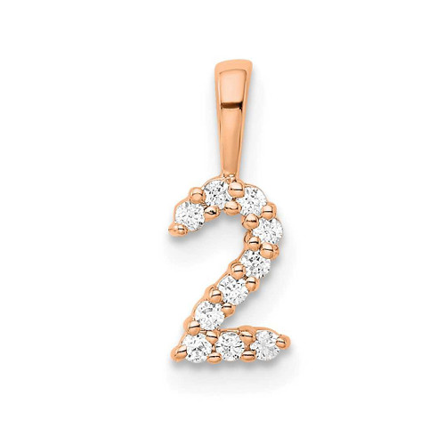 Image of 14K Rose Gold Diamond Number 2 Pendant