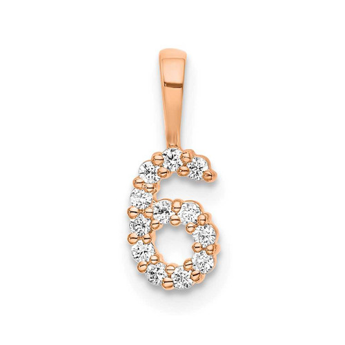 Image of 14K Rose Gold Diamond Number 6 Pendant