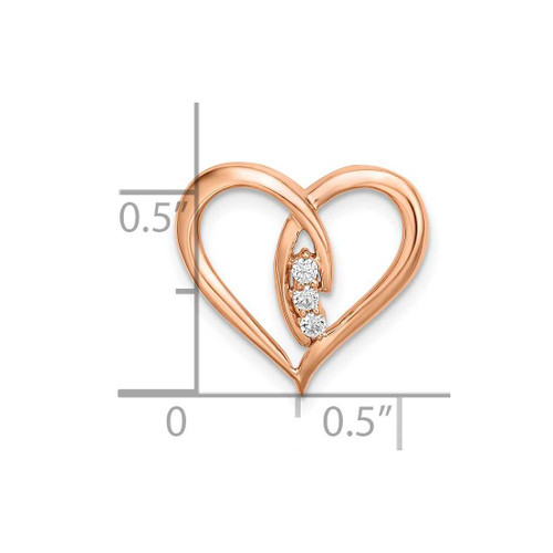 Image of 14K Rose Gold Diamond Polished Heart Chain Slide Pendant
