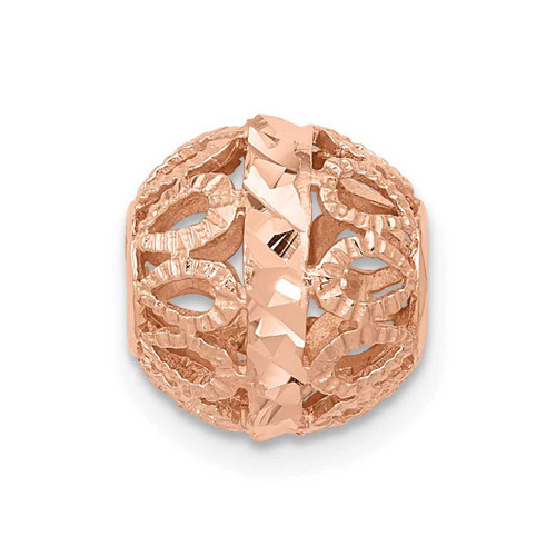 Image of 14K Rose Gold Diamond-cut Filigree Ball Chain Slide Pendant