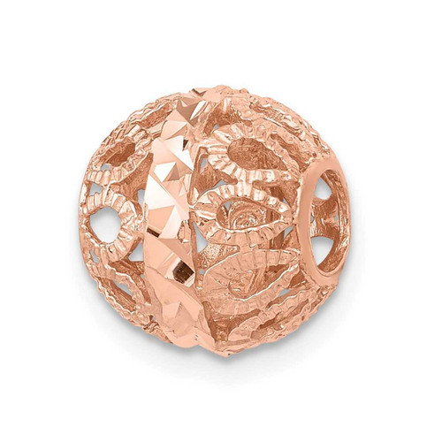 Image of 14K Rose Gold Diamond-cut Filigree Ball Chain Slide Pendant
