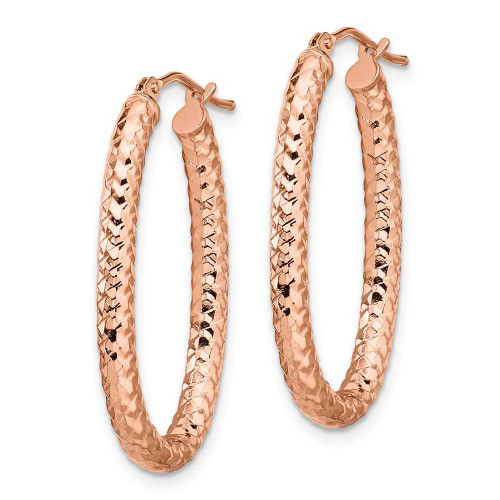Image of 32mm 14k Rose Gold ForeverLite Polished and Textured Hoop Earrings