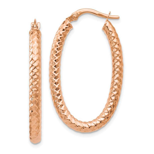 Image of 32mm 14k Rose Gold ForeverLite Polished and Textured Hoop Earrings