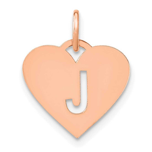 Image of 14K Rose Gold Initial Letter J Heart Initial Charm