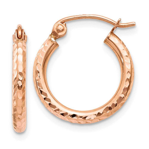 Image of 15mm 14k Rose Gold Lightweight Shiny-Cut Hoop Earrings TF679