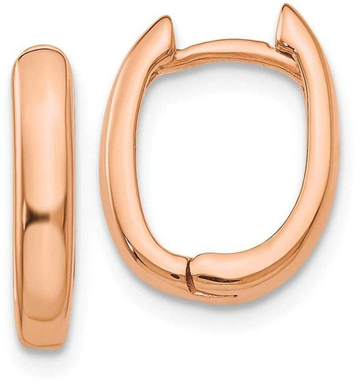 Image of 7mm 14k Rose Gold Oval Hinged Hoop Earrings