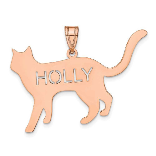 Image of 14K Rose Gold Personalized Cat Pendant