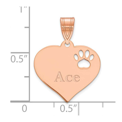 Image of 14K Rose Gold Personalized Heart with Paw Print Cut Out Pendant