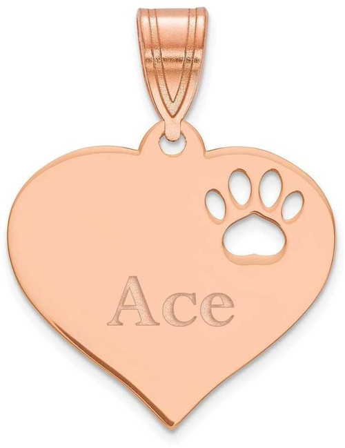 Image of 14K Rose Gold Personalized Heart with Paw Print Cut Out Pendant