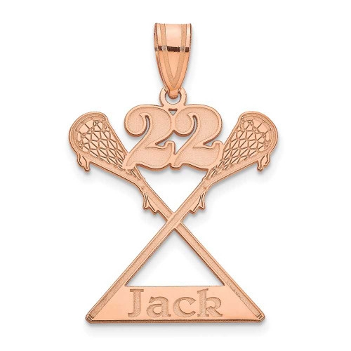 Image of 14K Rose Gold Personalized Name and Number Lacrosse Pendant