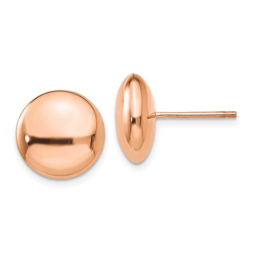 Image of 12mm 14k Rose Gold Polished 12mm Button Stud Post Earrings