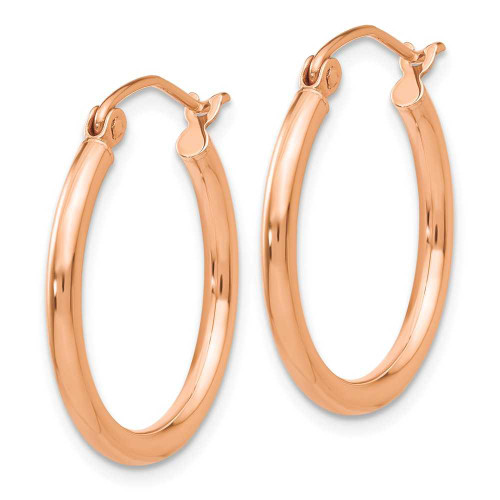 Image of 20mm 14k Rose Gold Polished 2mm Lightweight Tube Hoop Earrings TE530