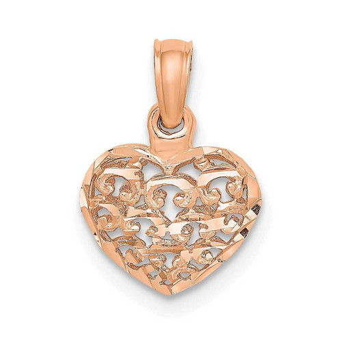 Image of 14k Rose Gold Polished 3-D Heart Pendant