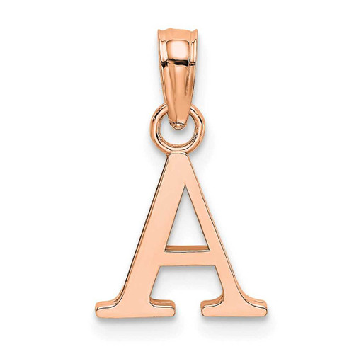 Image of 14k Rose Gold Polished A Block Initial Pendant