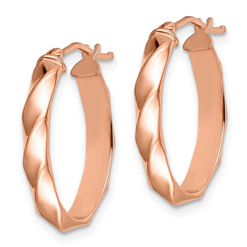 Image of 22mm 14k Rose Gold Polished and Twisted Oval Hoop Earrings