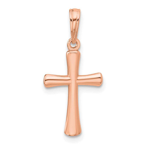 Image of 14k Rose Gold Polished Beveled Cross w/ Round Tips Pendant K8524R