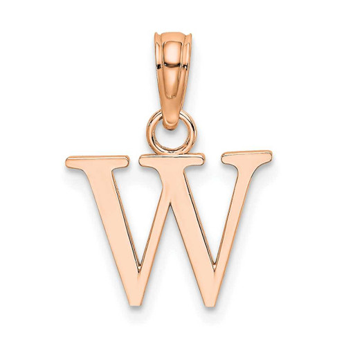 Image of 14K Rose Gold Polished Block Letter W Initial Pendant