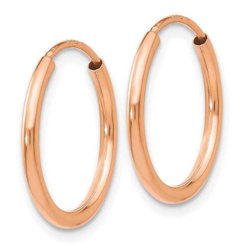 Image of 15mm 14k Rose Gold Polished Endless Tube Hoop Earrings TF782
