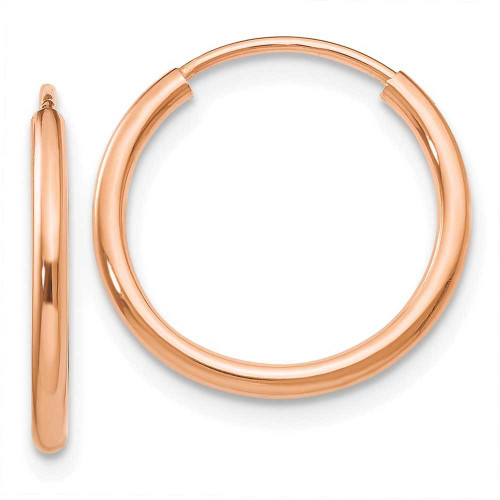 Image of 15mm 14k Rose Gold Polished Endless Tube Hoop Earrings TF782