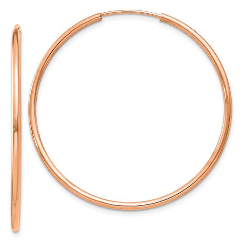 Image of 38mm 14k Rose Gold Polished Endless Tube Hoop Earrings TF787