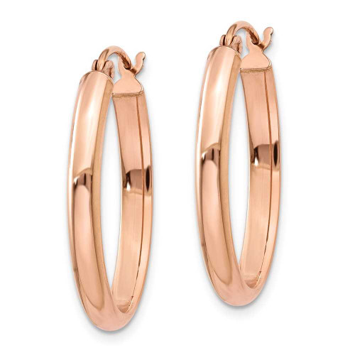 Image of 25mm 14k Rose Gold Polished Half-Round Oval Hoop Earrings TF977