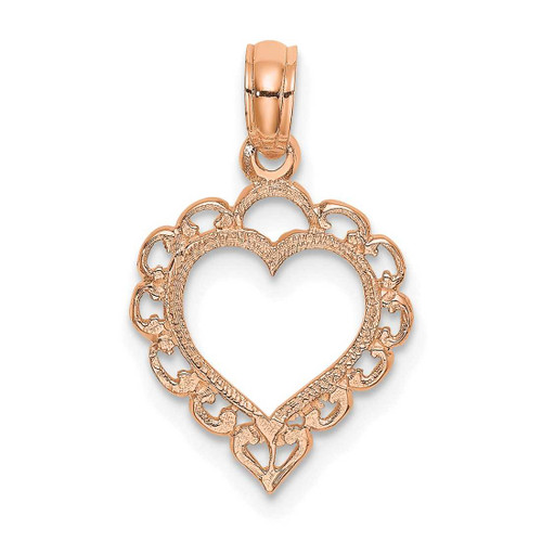Image of 14k Rose Gold Polished Lace Border Heart Pendant