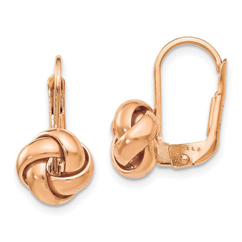 Image of 13mm 14k Rose Gold Polished Love Knot Leverback Earrings