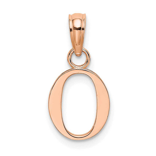 Image of 14k Rose Gold Polished O Block Initial Pendant