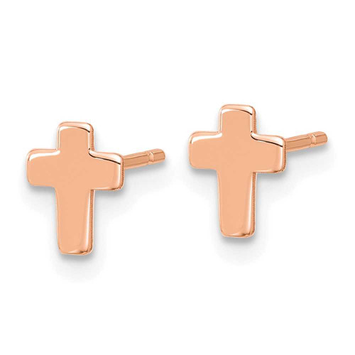 Image of 7mm 14k Rose Gold Polished Small Cross Stud Post Earrings