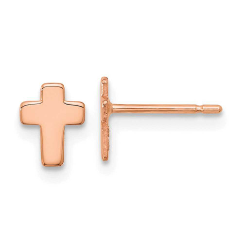 Image of 7mm 14k Rose Gold Polished Small Cross Stud Post Earrings