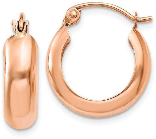 Image of 15mm 14k Rose Gold Polished Small Huggie Hoop Earrings