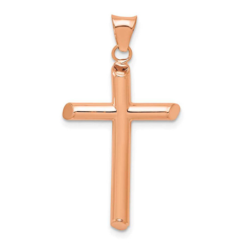 Image of 14K Rose Gold Polished Tube Cross Pendant K6178R