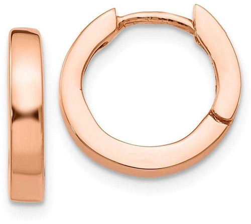 Image of 9mm 14k Rose Gold Round Hinged Hoop Earrings