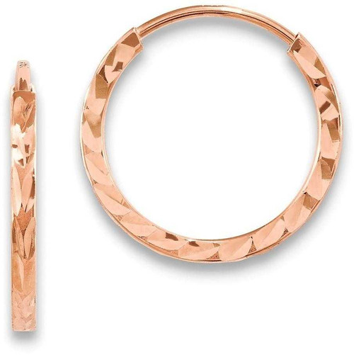 Image of 14.75mm 14k Rose Gold Shiny-Cut Square Tube Endless Hoop Earrings TF1601