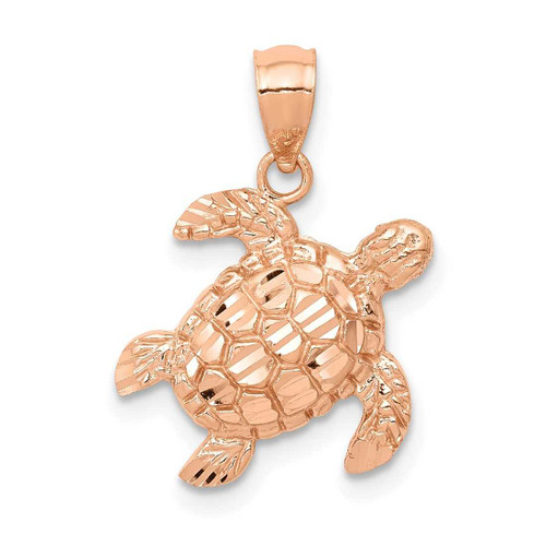 Image of 14K Rose Gold Shiny-Cut Turtle Pendant