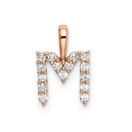 Image of 14K Rose Gold Small Initial M Diamond Pendant