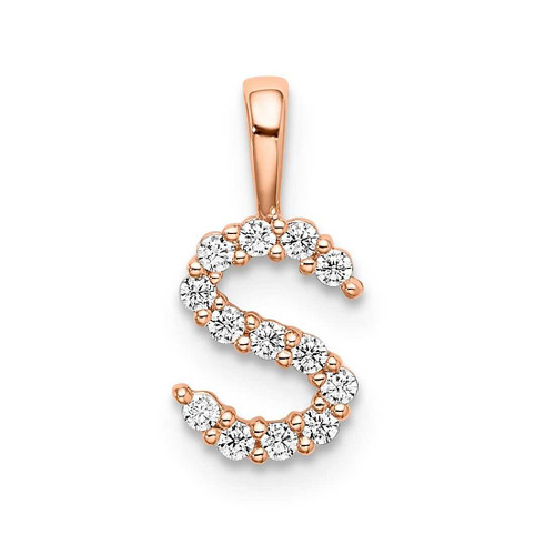 Image of 14K Rose Gold Small Initial S Diamond Pendant