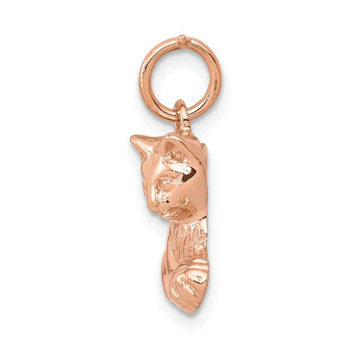 Image of 14K Rose Gold Solid Polished Open-Backed Cat Charm