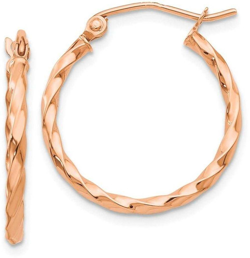 Image of 14k Rose Gold Twisted Hoop Earrings TF604