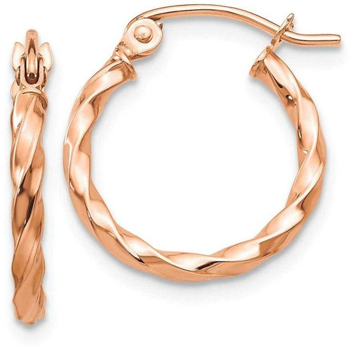 Image of 16mm 14k Rose Gold Twisted Hoop Earrings TF605