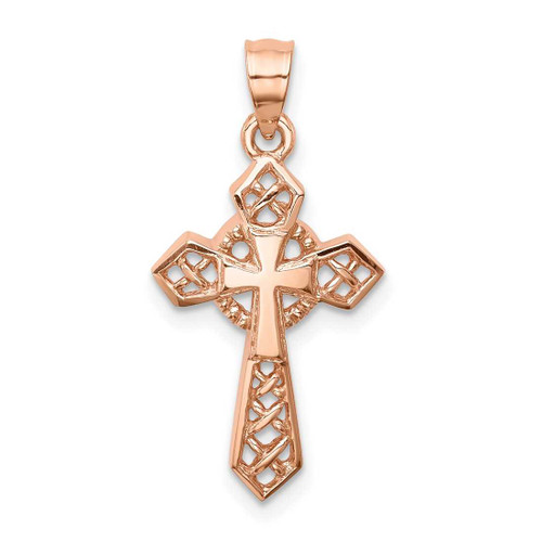 Image of 14K Rose Polished Cross Pendant D4654