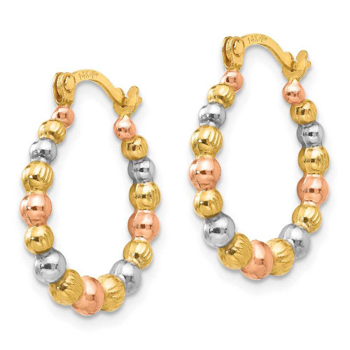 Image of 18mm 14K Tri-Color Gold Madi K Beaded Hoop Earrings