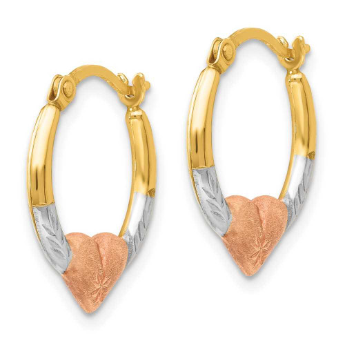 Image of 16mm 14K Tri-Color Gold Madi K Heart Hoop Earrings