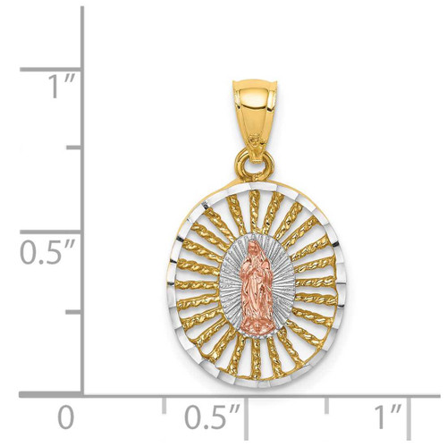 Image of 14K Two-tone Gold & White Rhodium Polished Guadalupe Pendant D4672