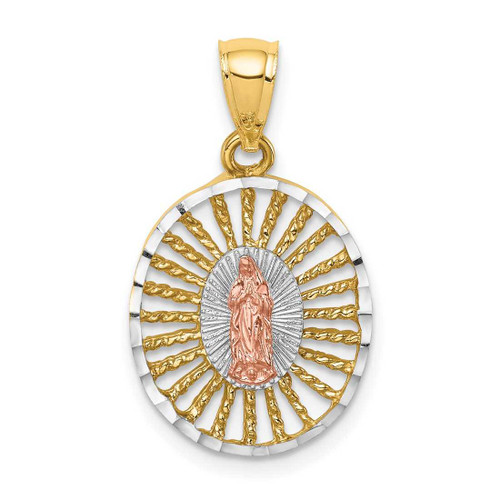 Image of 14K Two-tone Gold & White Rhodium Polished Guadalupe Pendant D4672